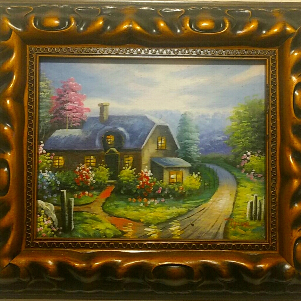 Framed oil painting,very calming picture.